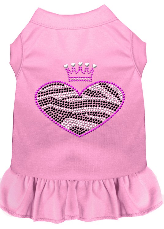 Zebra Heart Rhinestone Dress Light Pink XS